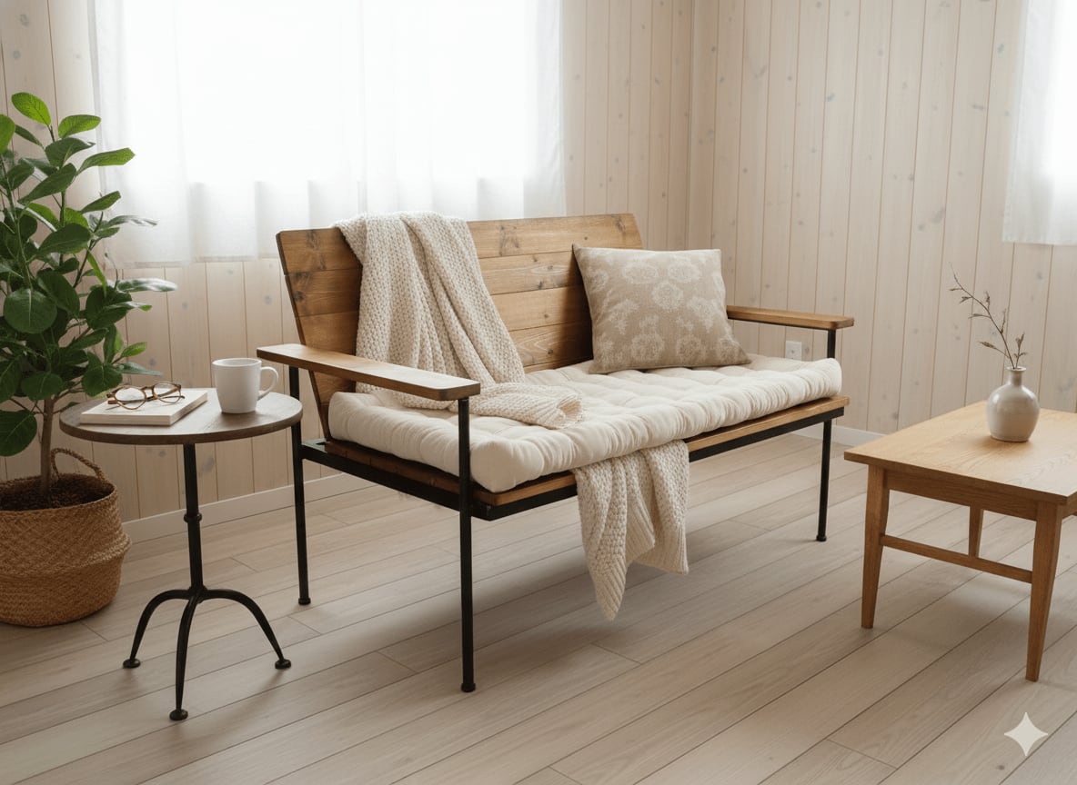 アイアン・ウッドソファ　（user_132f5658） 送料無料】 アイアン ウッド ソファ （2人掛け）《頑丈》《全面溶接