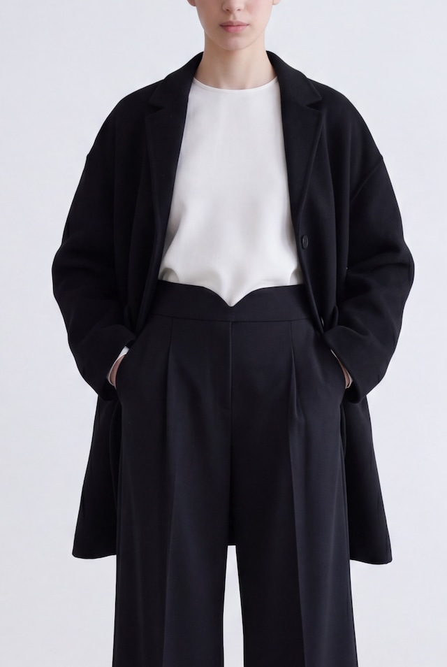 WOOL CASHMERE PEARL COAT BLACK