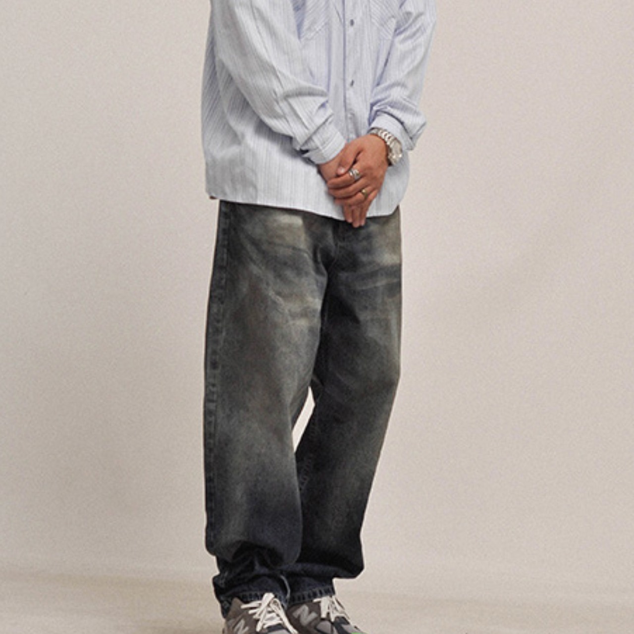 ヴィンテージ ウォッシュ ワイド ブルーデニム N3351 - 8