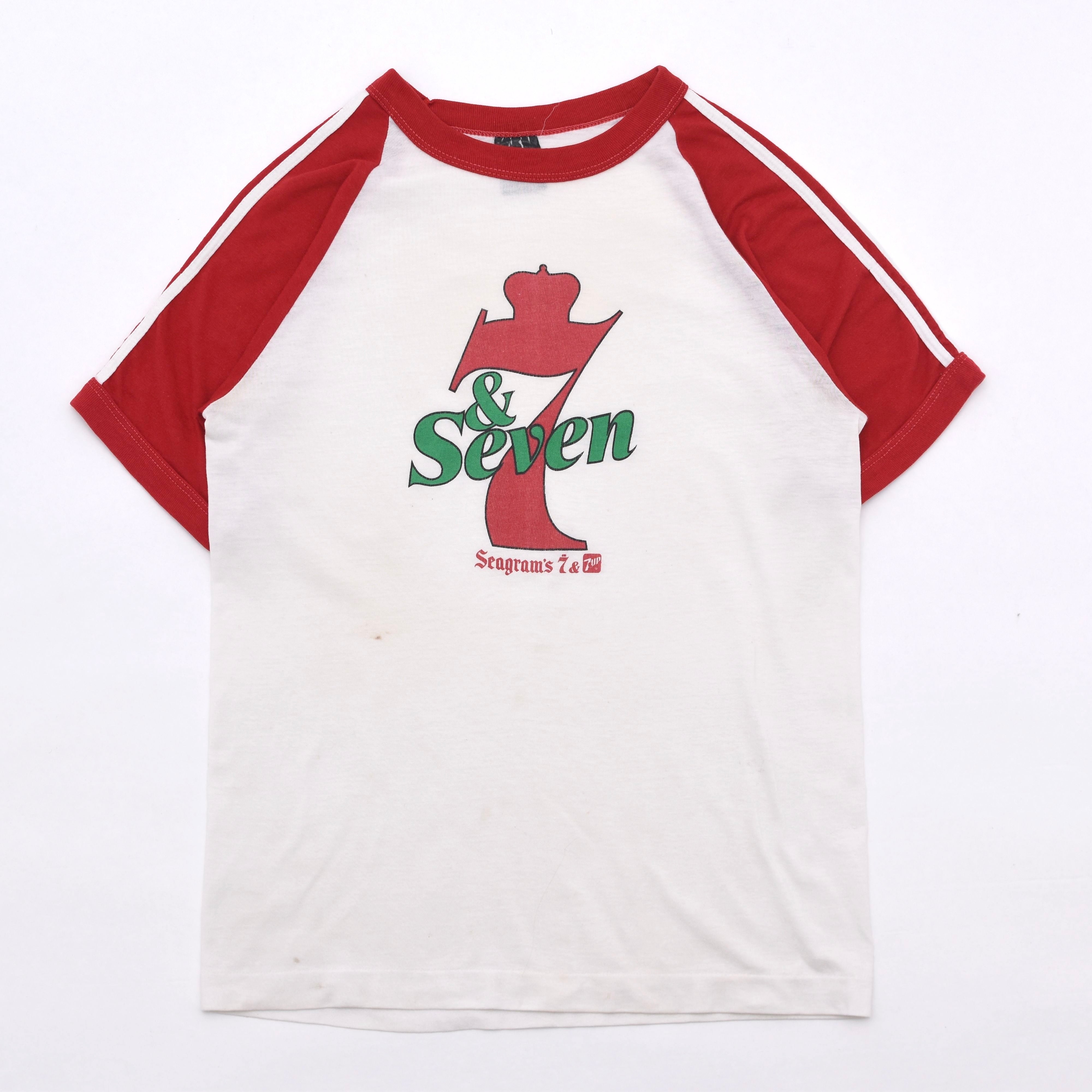 70s vintage Seagram's & 7UP lagran sleeve T shirt | 古着屋 grin