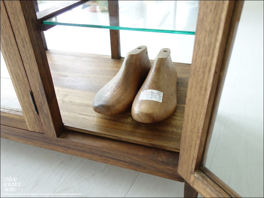 チーク総無垢 ガラスパンケース6枚扉Med ショーケース コレクション