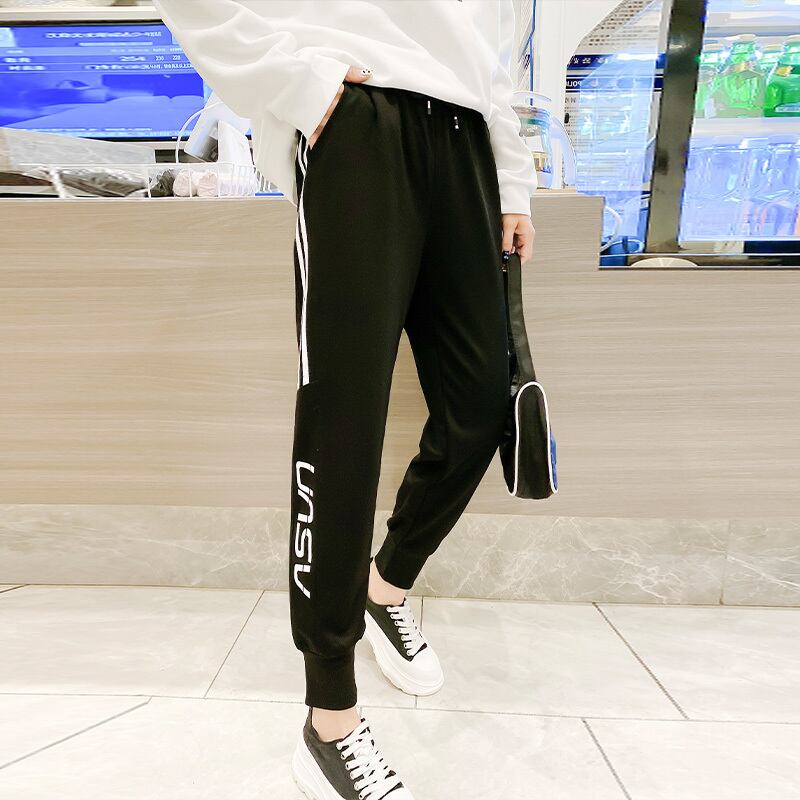 ラージサイズレターストレートワイドレッグカジュアルパンツレディース2020年秋新作ファットシスターハイウエストルーズウエストパンツ ミックスインファッション94451232390