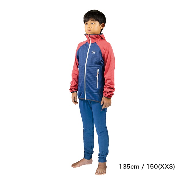 Kids 130 / UN2100 Light weight fleece hoody / Navy : Red
