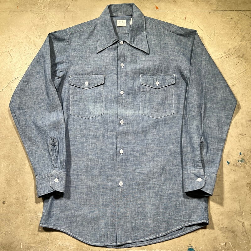 ~70's Lee リー 120-0944 シャンブレーシャツ ワークシャツ 白タグ グッドコンディション コットン100％ MEDIUM LONG  USA製 希少 ヴィンテージ BA-1994 RM2413H | agito vintage powered by BASE