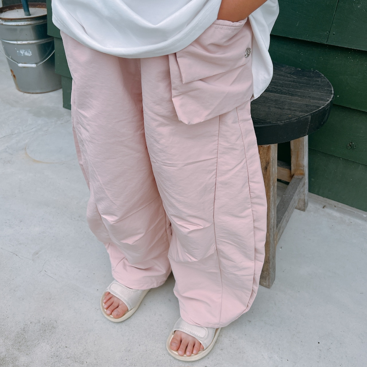 gather pants / pink