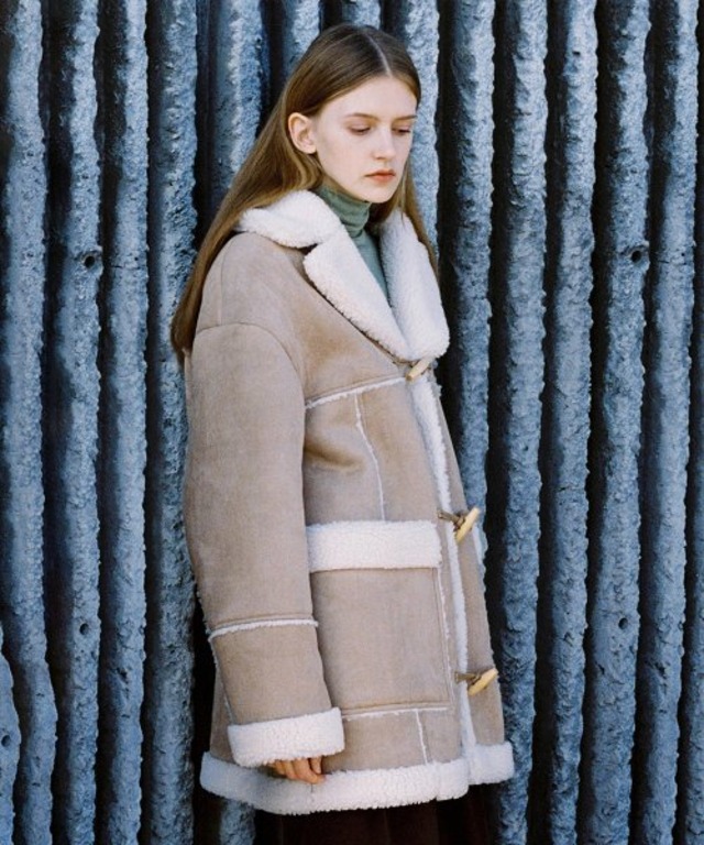 [SINOON] OVERSIZED SHEARLING JACKET (BEIGE)