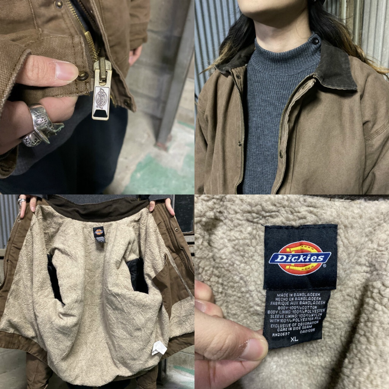 Dickies ディッキーズ ダック地 ワークジャケット メンズXL 古着 ボア 