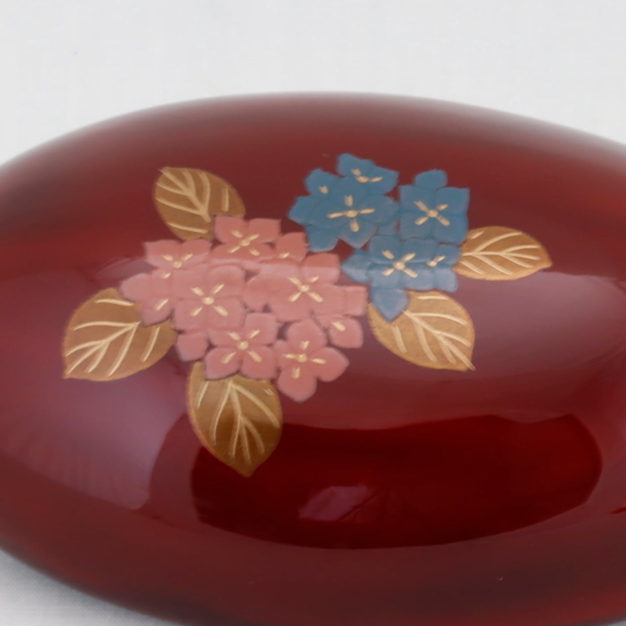 804 輪島塗 文鎮 ペーパーウエイト／溜塗／紫陽花蒔絵 | 輪島塗 加藤