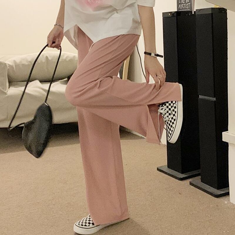 パンツ サマーハイウェスト薄手ルーズカジュアル ピンク 夏物 試着室68524261122