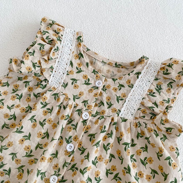 【セット】小花柄レースフリル袖ブラウスキュロットセットアップ - 6