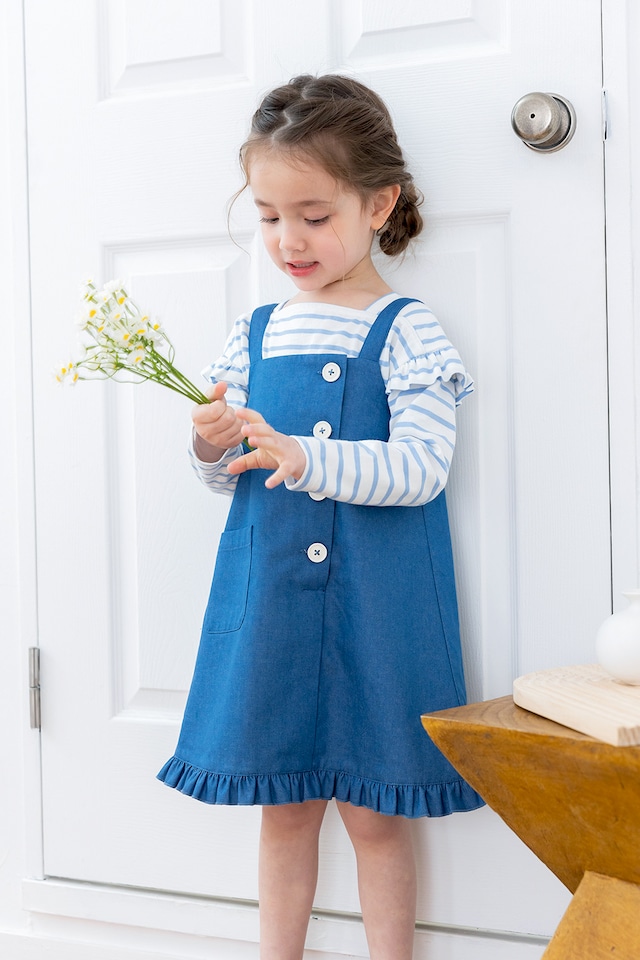 ボタンディテールジャンパースカート〈denim〉