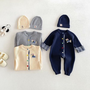 【BABY】ドッグ柄ロンパース＆帽子