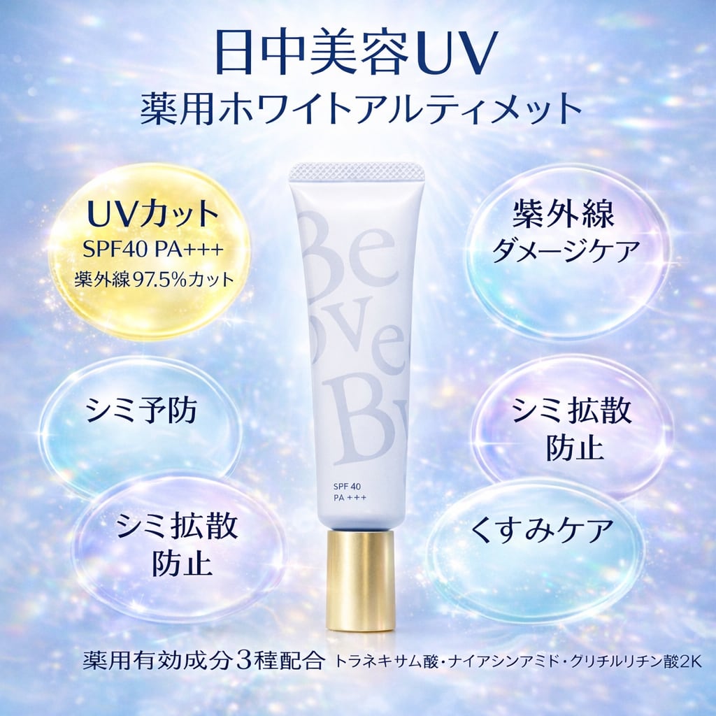 【新品・未開封】ビーラブドバイUV ホワイト アルティメット（UV美白クリーム） ⚿UV ホワイトアルティメット 日焼け止め SPF40⁺⁺⁺ 80g Be Loved By