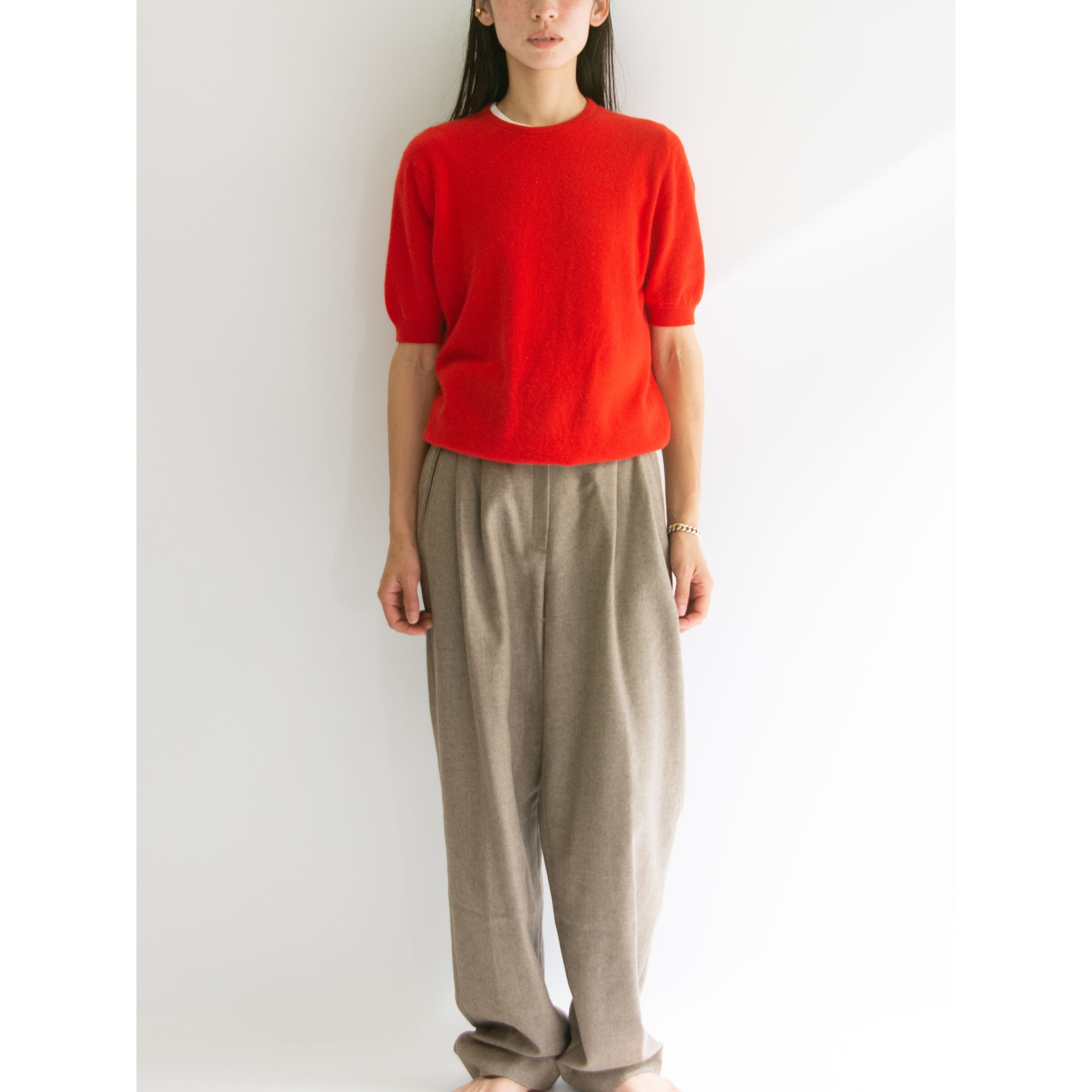 【BRAEMAR】Made in Scotland 100% Cashmere H/S Sweater(ブレーマー スコットランド製 カシミヤ半袖ニット セーター)