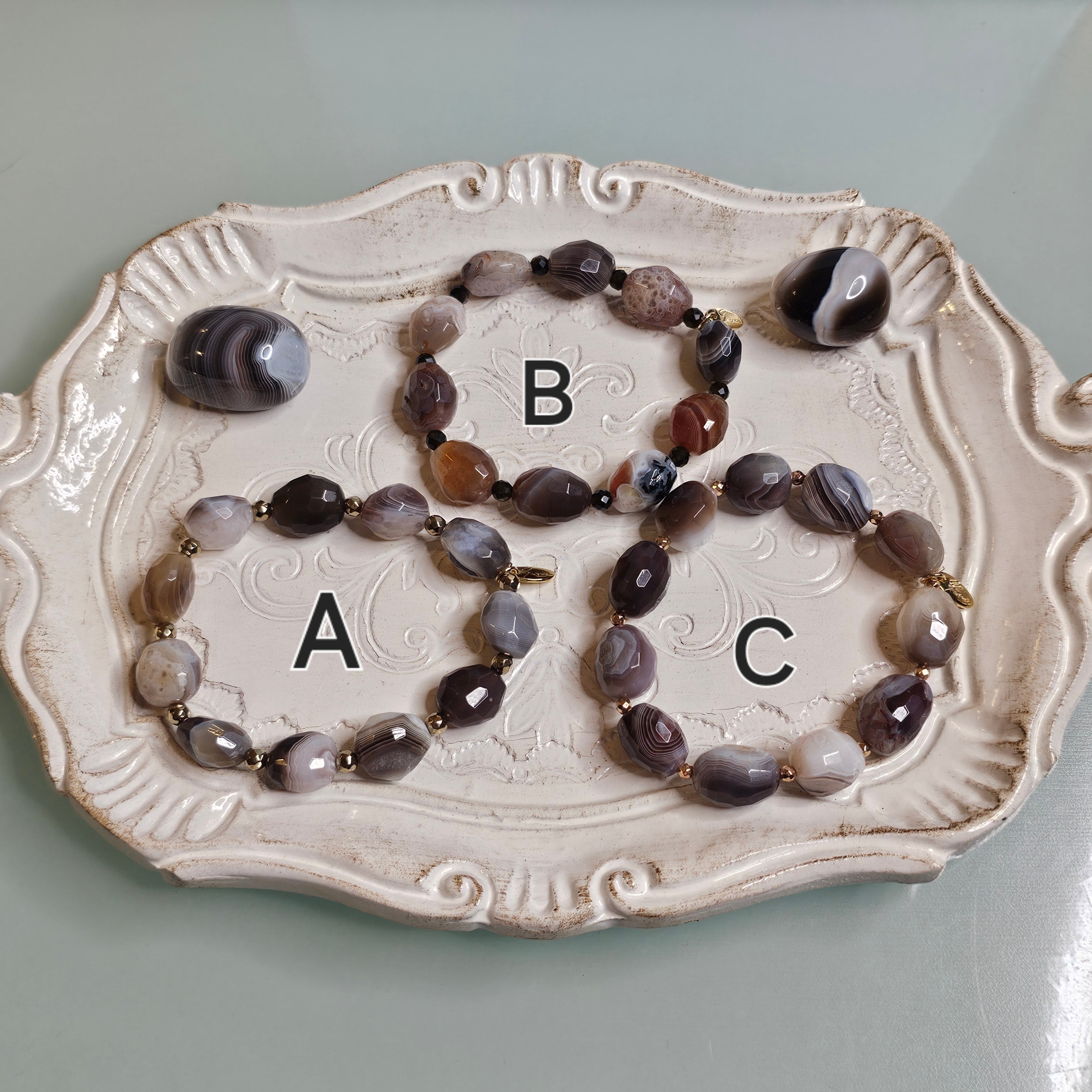 ごんすけ天然石ブレスレットラリマーアクアイオライトトパーズムーン