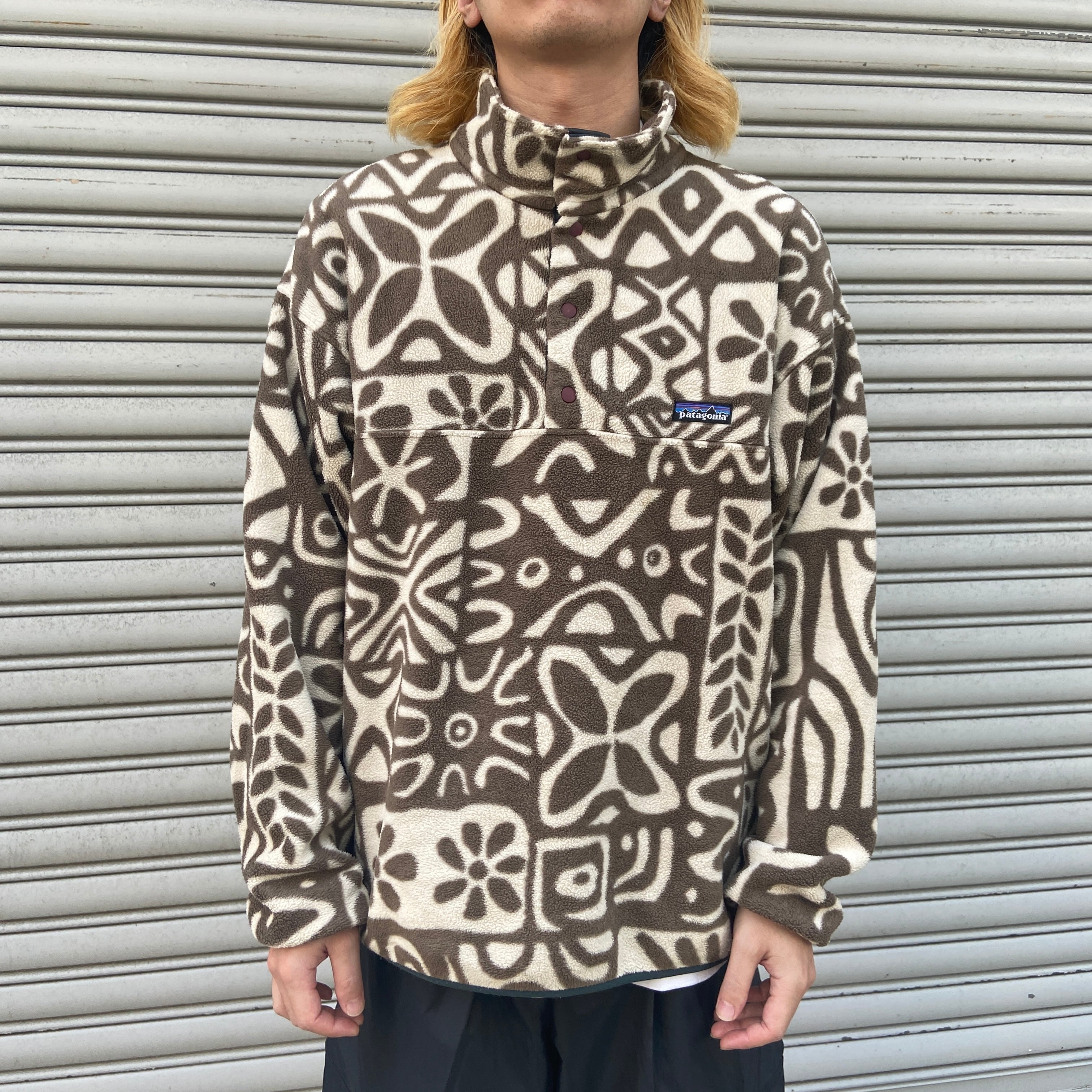 送料無料』90s Patagonia シンチラスナップT アイランドブロック 総柄