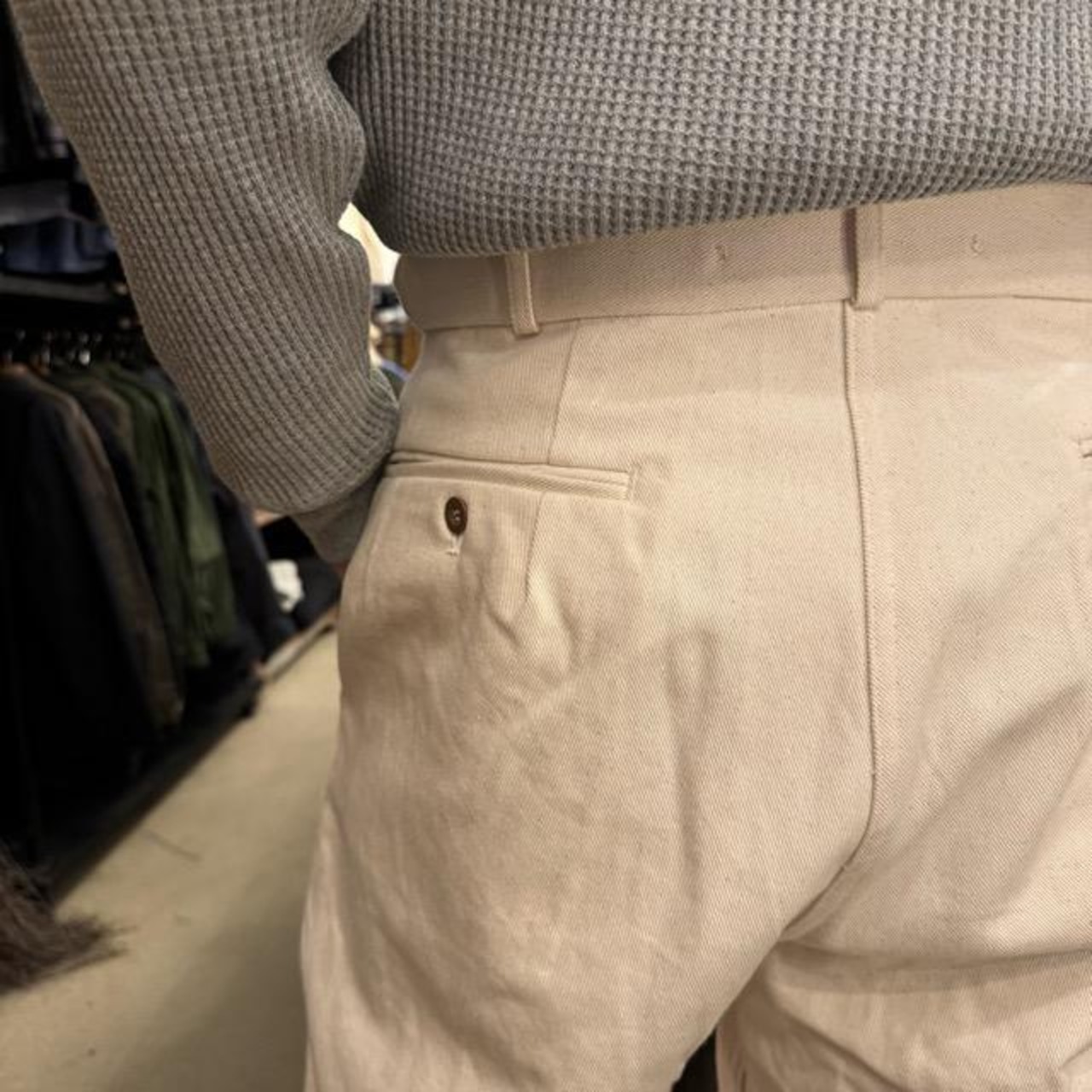 ドイツタイプ NAVY トロピカル グルカパンツ　ナチュラル　ドイツ軍　トロピカルユニホーム　ファッション　メンズ　軍物　ミリタリー　パンツ　サスペンダー