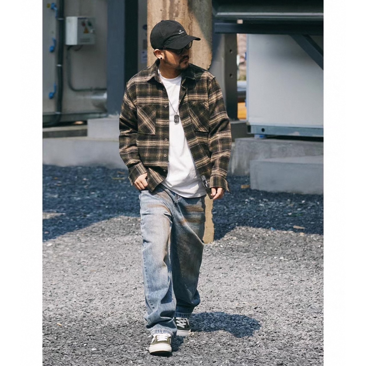 Checked pattern long sleeve shirt 0511 - 8