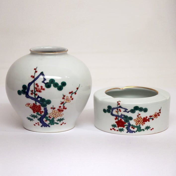 有田焼・瑞松・応接揃い・花器・灰皿セット・No.190223-14・梱包サイズ