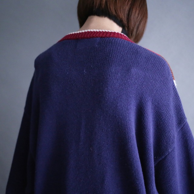 "golf" psychedelic good coloring pattern over size v-neck sweater