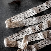 1900s フランス 100x4c リネン 鏡の国デイジーとアンティークレース r9m