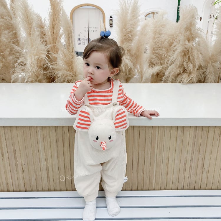 60 90 トップス サロペット ２点セット ベビー服 ゾウさん 韓国風 可愛い 男の子 女の子 ベビー 子供服 Q Toworld キュートワールド 子供服