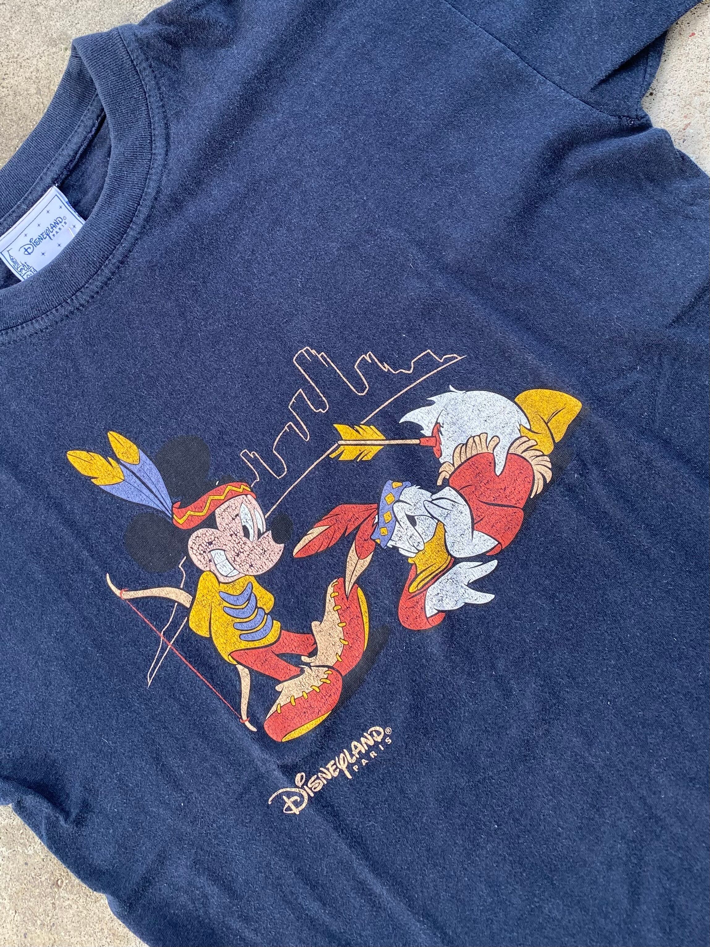 OLD】Disneyland Paris インディアンミッキー＆ドナルドTシャツ 