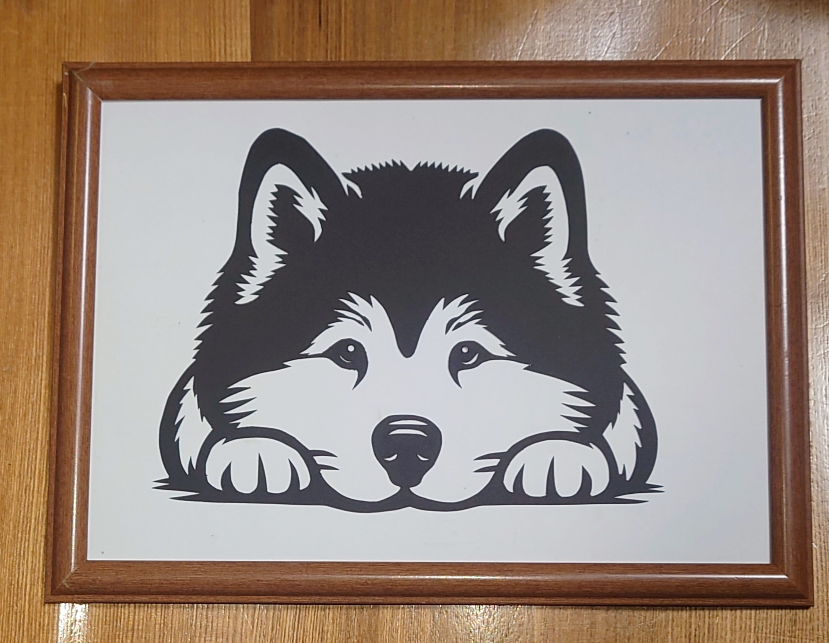 秋田犬　絵画　キャンバスPOSCA20cm×20cm 切り絵 秋田犬さん | Miyu工房 Paper Cutting