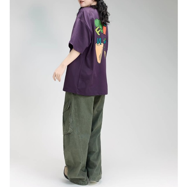 ベジタブルグラフィックバックプリントTシャツ 2col   R02091