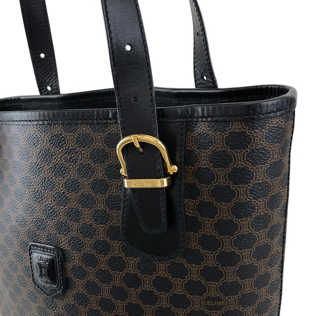 CELINE セリーヌ マカダム トートバッグ ブラック ブラゾン型押し PVCレザーvintage ヴィンテージ オールド  cay5vs
