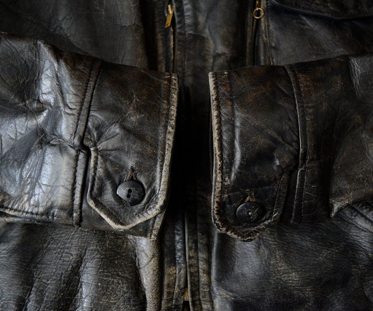 30sスタイル アビエイター レザージャケット 40s 50s 1930's〜 GERMANY / DOUBLE BREASTED AVIATOR STYLE LEATHER JKT