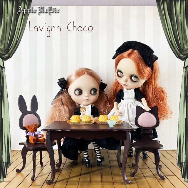 テーブル＆チェア L　Lavigna Choco Dining set L・ ラヴィーニャ チョコ ダイニングセット (ブライスサイズ 1/6 )