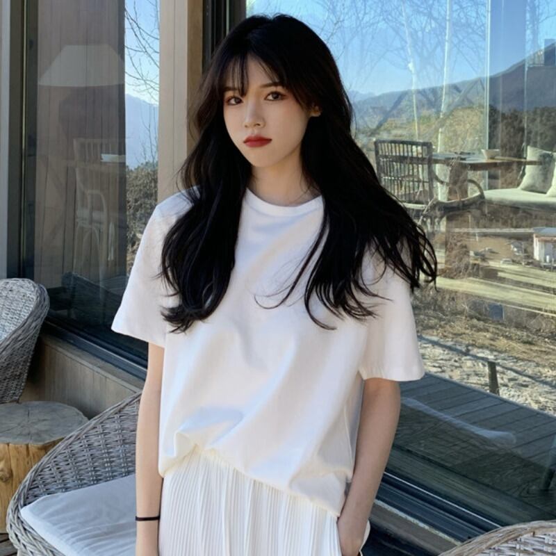 ホワイトTシャツ スプリングスリム薄手トップス 春物 YY-ファッション65446985764