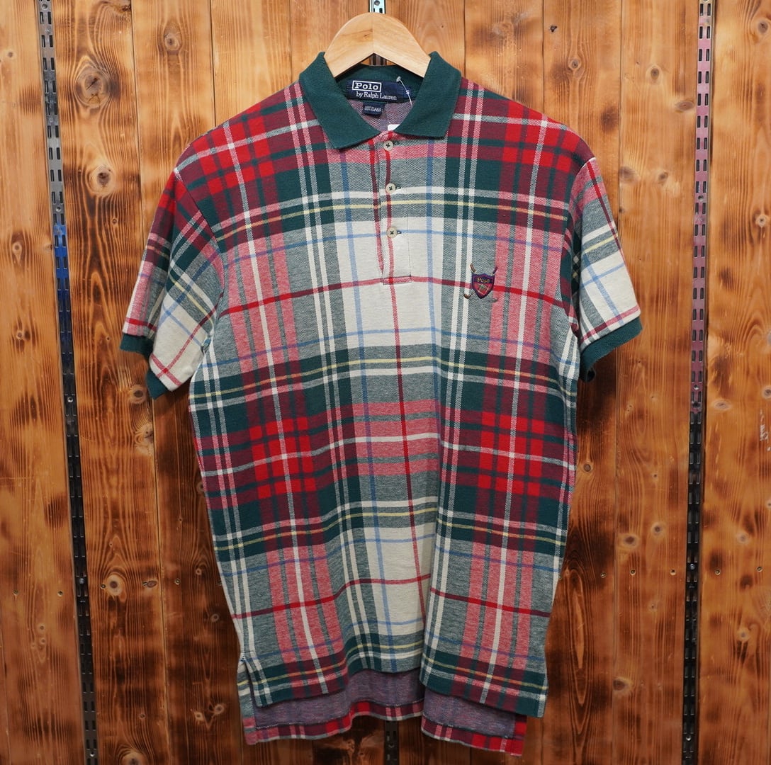 90s USA製 ralphlauren チェック ポロシャツ S/ラルフローレン