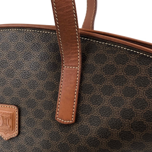 CELINE セリーヌ マカダム トートバッグ ブラウン ブラゾン型押し PVCレザー vintage ヴィンテージ オールド g7dsz6