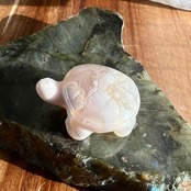 フラワーアゲート タートル*天然石カービング*カメ*置き物*天然石インテリア