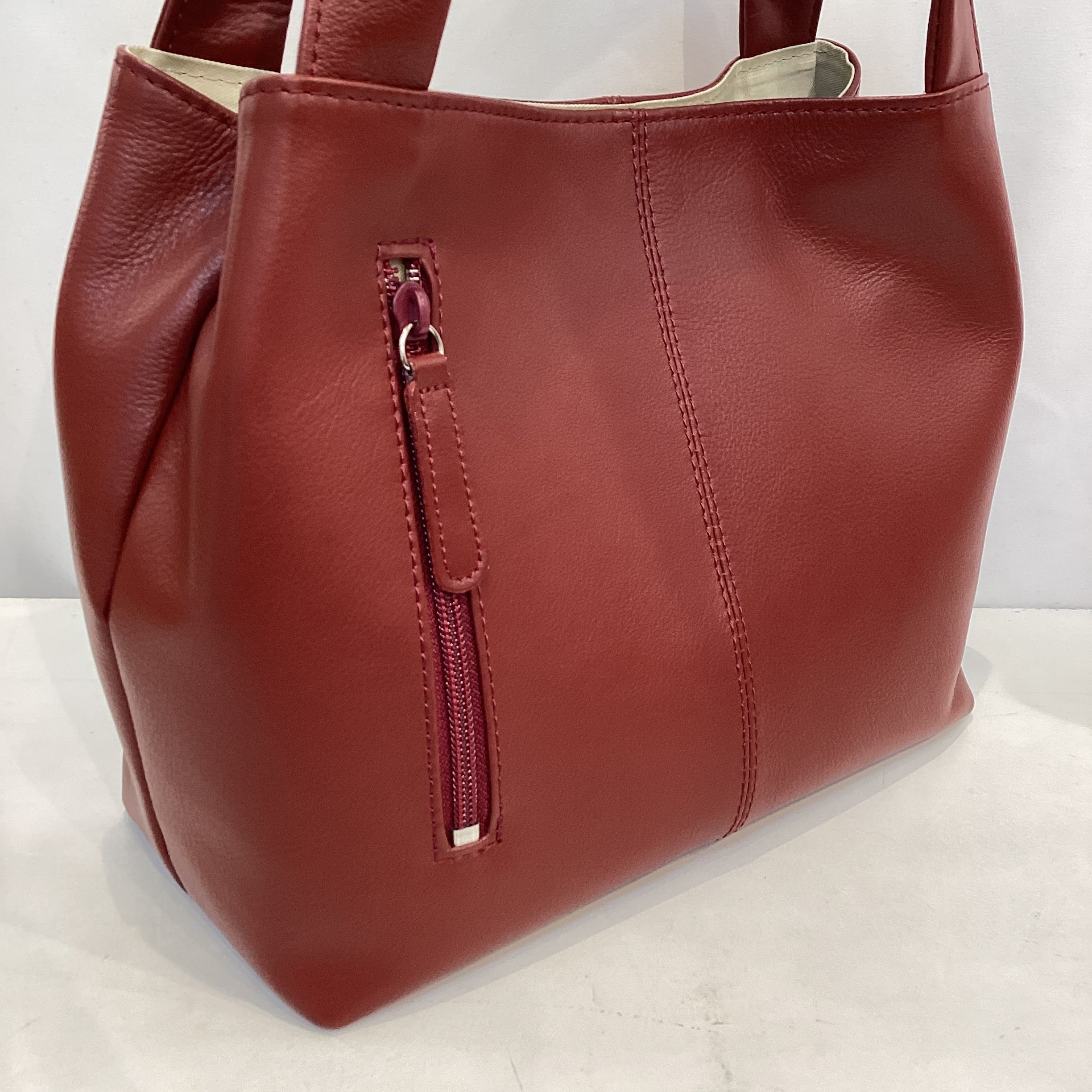 ソフト牛革ハンドバッグ（小）ワインレッド（限定色） 3265 | ガルヴァ