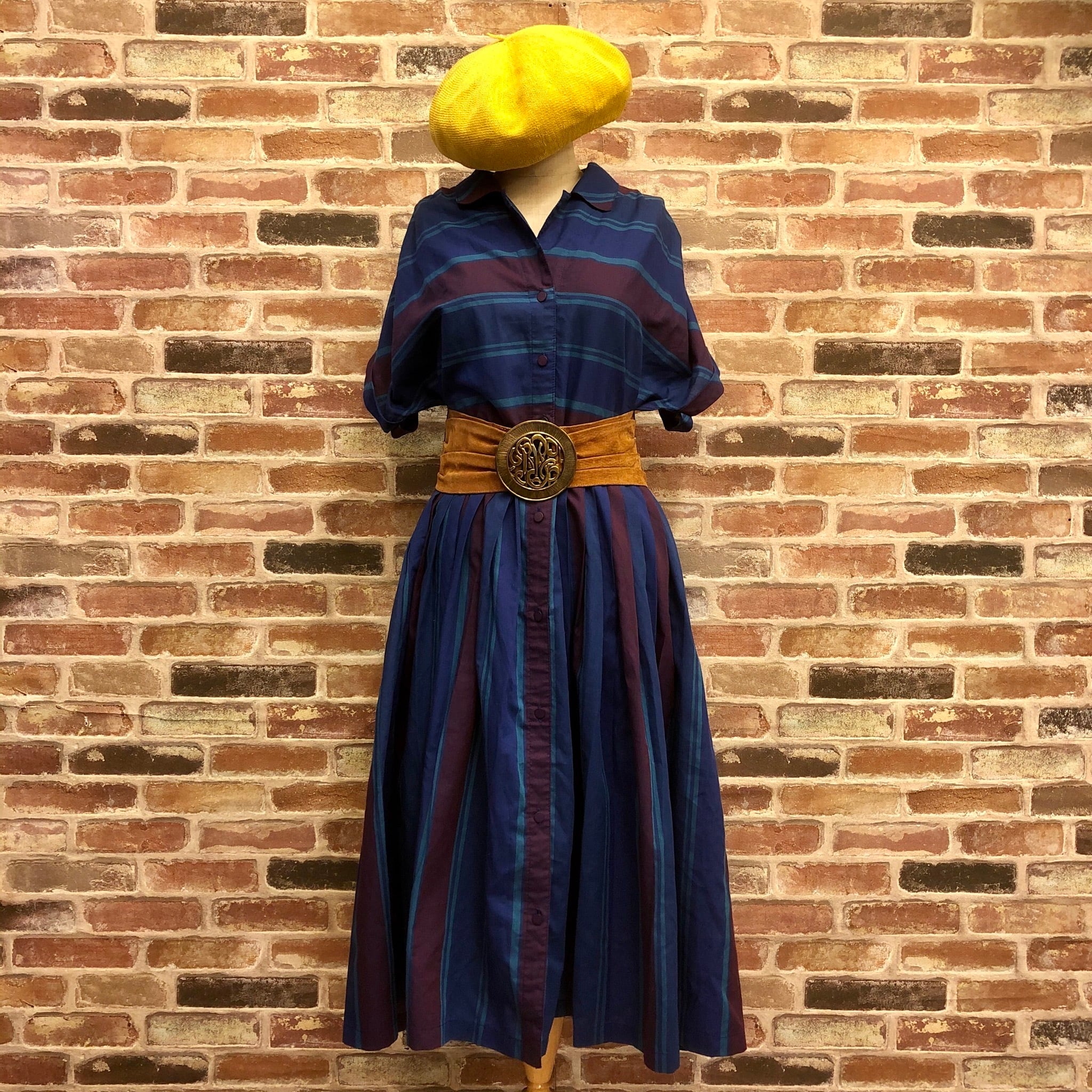Border×Stripe Blue One-piece