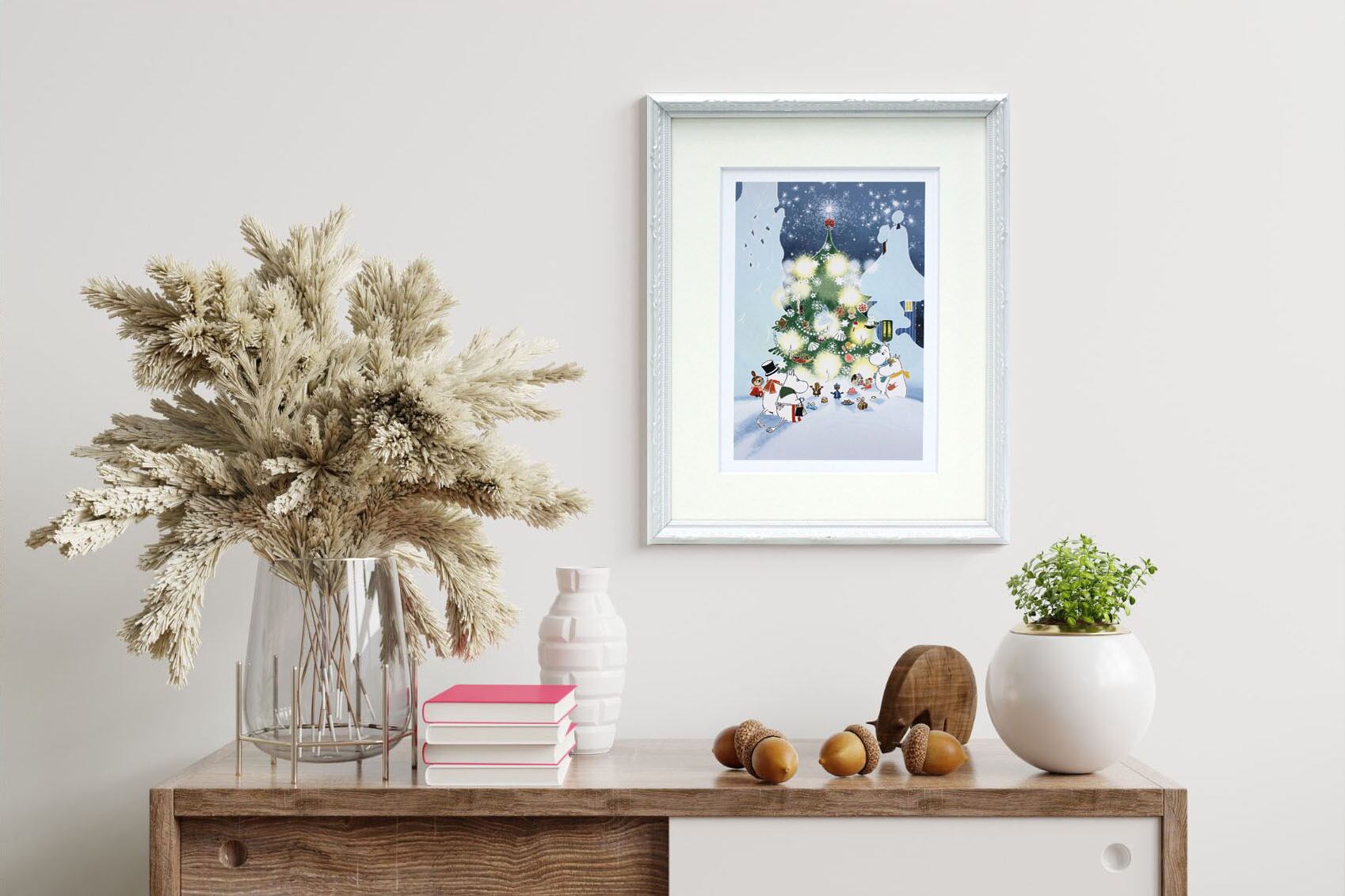 ムーミン 北欧 Postery 「ムーミンとクリスマス」送料無料 フレーム 展示用フック付アートポスター 絵画 インテリア アート