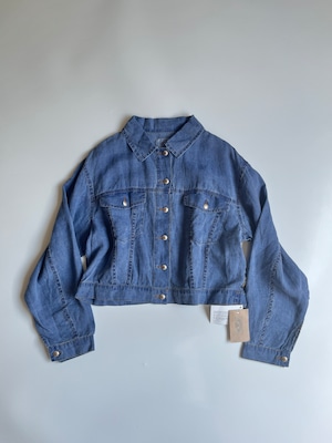 デッドストック アルマーニジーンズ ARMANI JEANS リネン レディース デニムジャケット|ブルー|44 (レディースM相当) | 新品未使用 イタリア製 2000年代