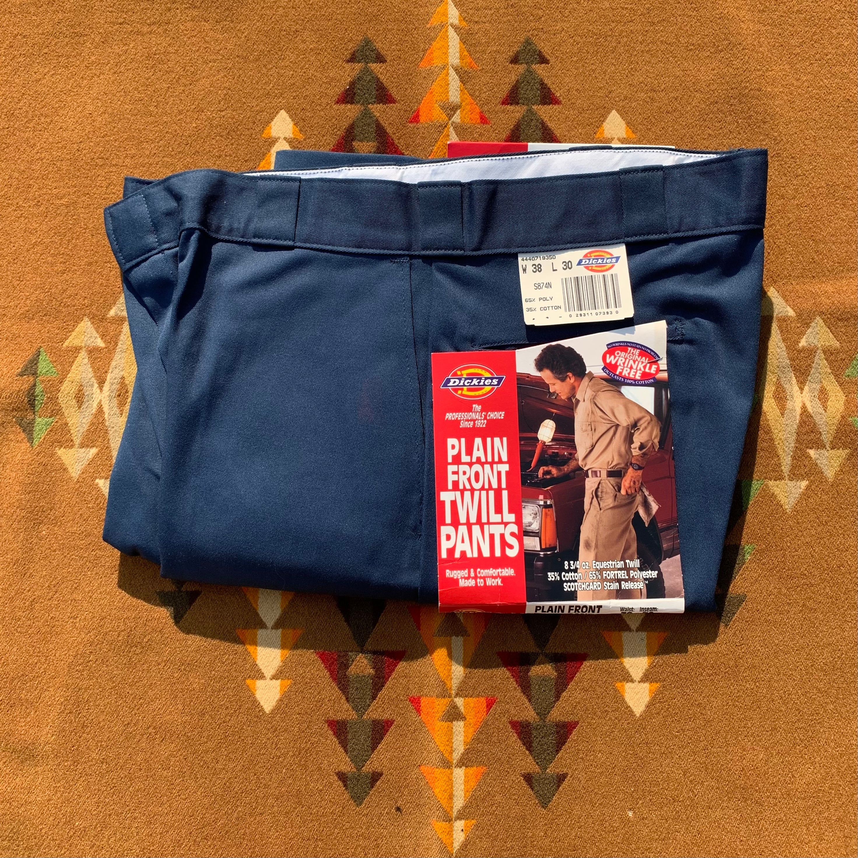 90s Deadstock "Dickies 874NV (Navy)" Vintage Work Pants/W38