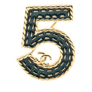 シャネル ココマーク No.5 ブローチ I24P刻印 ゴールド グリーン メッキ レディース CHANEL 【中古】