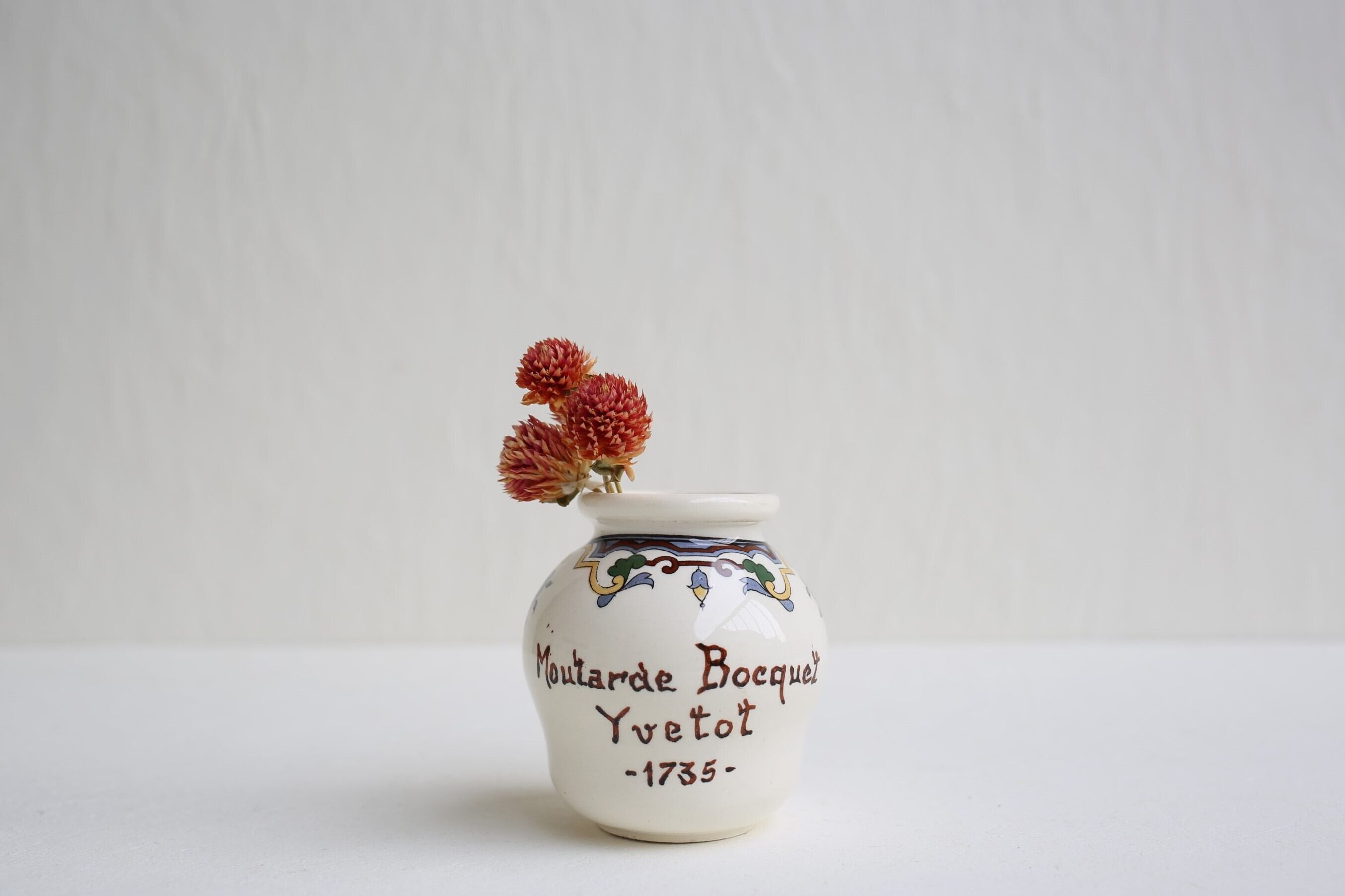 フランス アンティーク ヴィンテージ DIGOIN SARREGUEMINES サルグミンヌ マスタードポット 『Bocquet』 N-04590