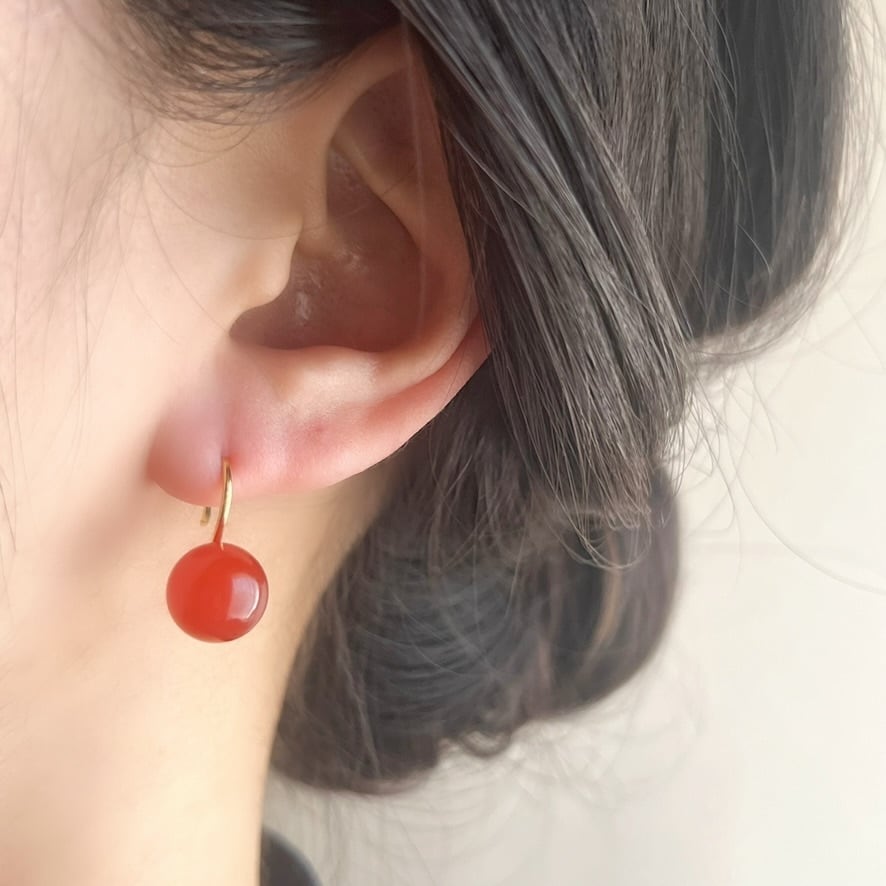 JORIE】金属アレルギー対応❤️ 大人レッド Spoon stone レッド