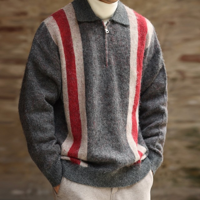 コントラストカラーハーフジップニット 220258