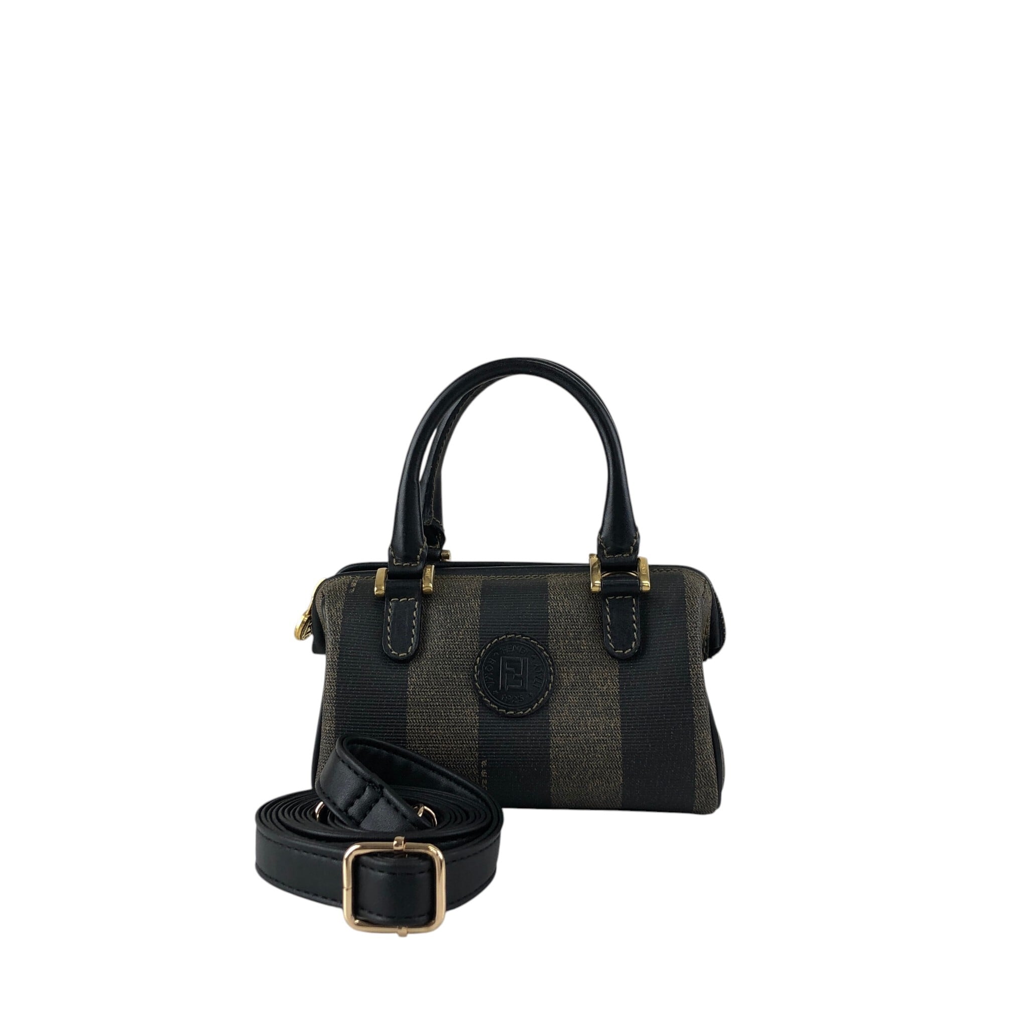 FENDI フェンディ ぺカン ショルダーバッグ ブラウン FFロゴ PVCレザー