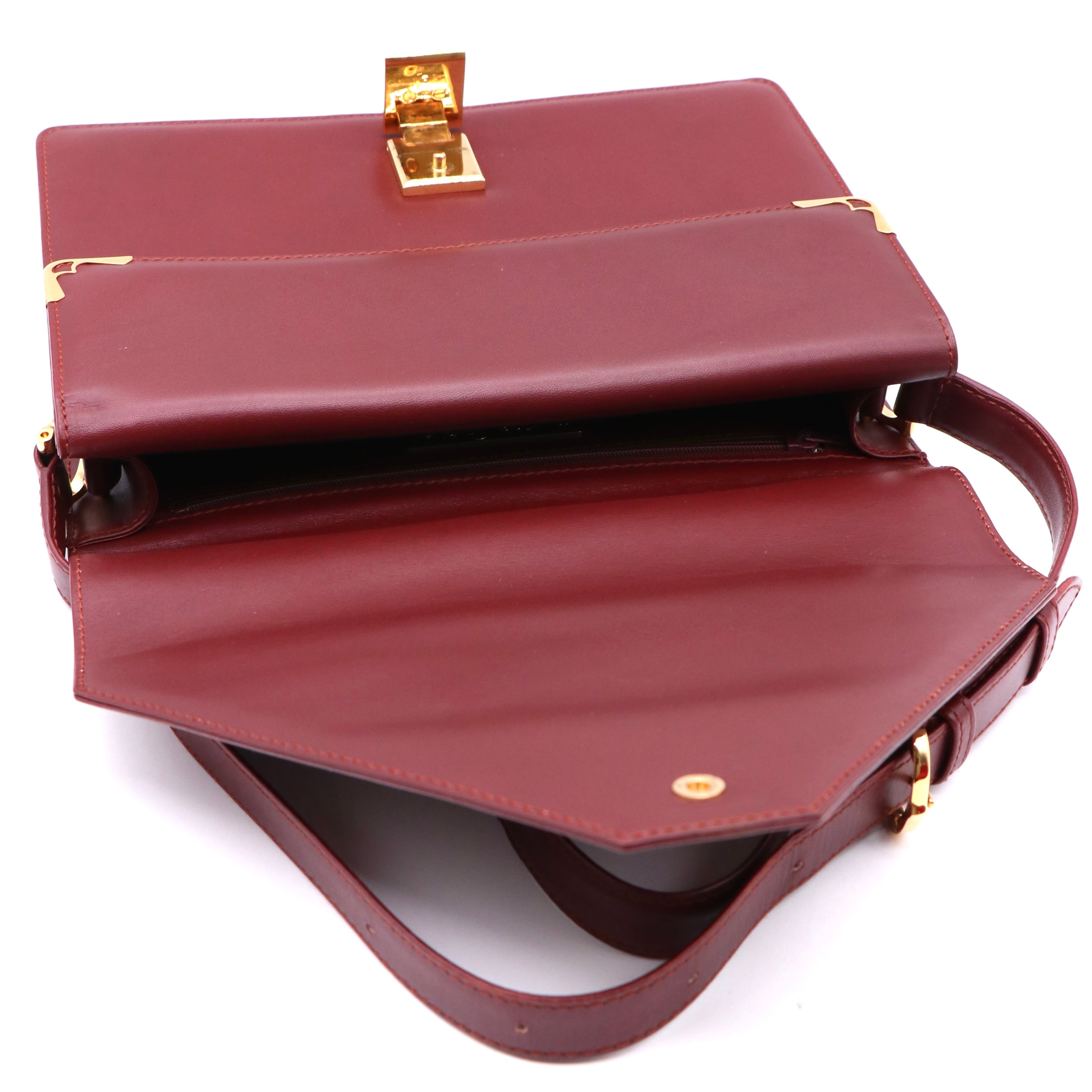 Cartier カルティエ マストライン レザーショルダーバッグ ボルドー