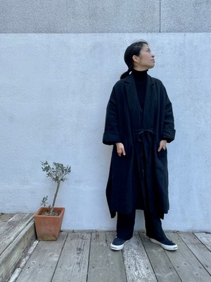 リネンロングコート 黒