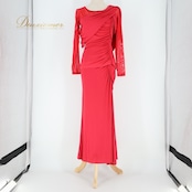 社交ダンス 衣装 ツーピース ピンク系 チャコットロイヤルダンス Chacott ROYAL DANCE 無地 シンプル 伸縮 ストレッチ ドレープ メッシュ 上品 タイト 練習 レッスン パーティー 長袖 鮮やか かわいい セットアップ 上下セット