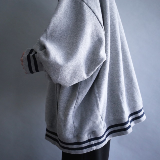 "NAUTICA" rib double line design XXXL super over silhouette gray sweat parka